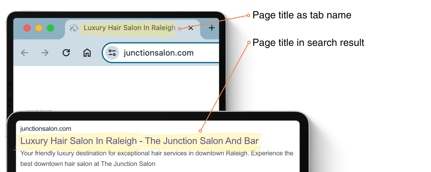 Page Title as tab name and as search result title